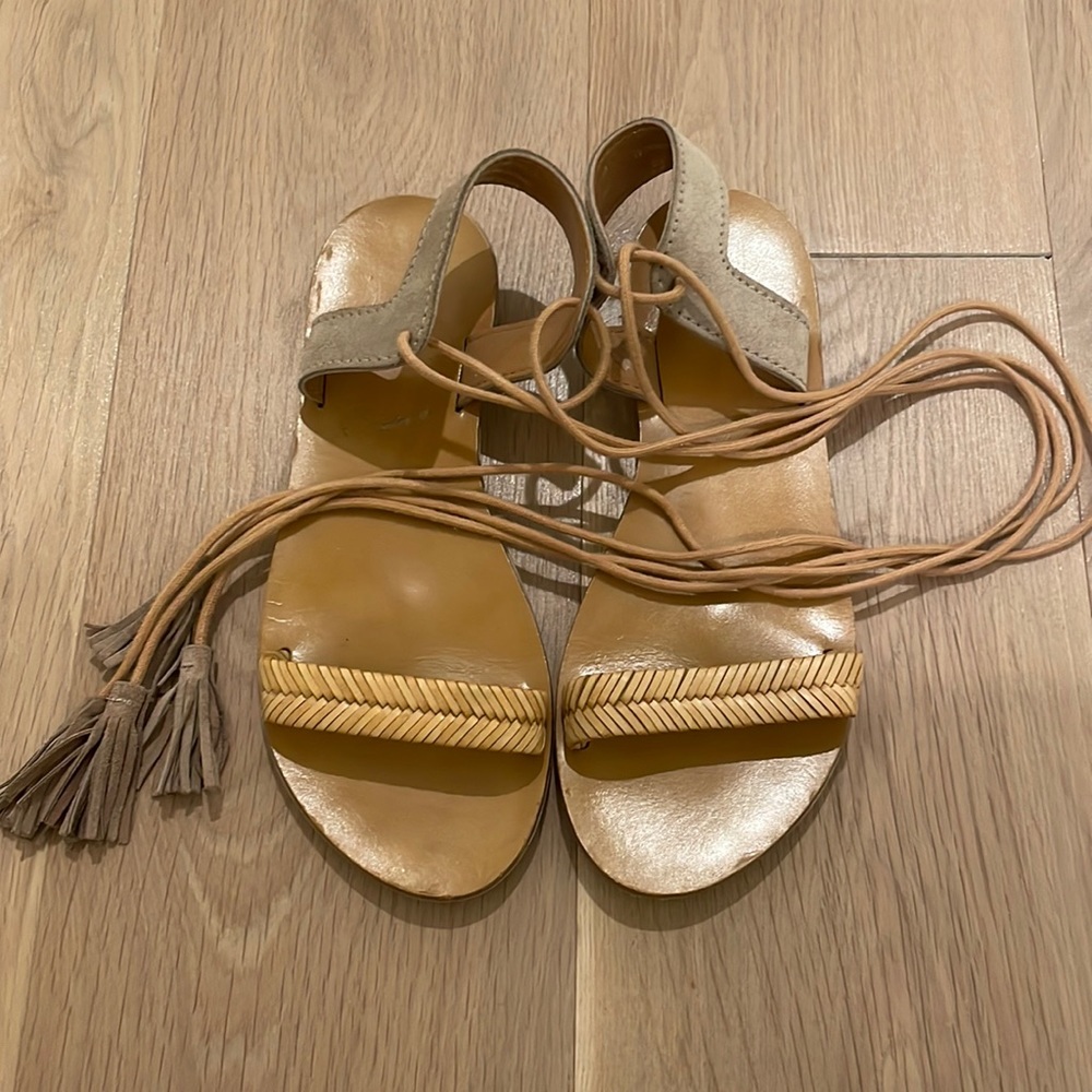 Soludos Italian leather ankle wrap sandal